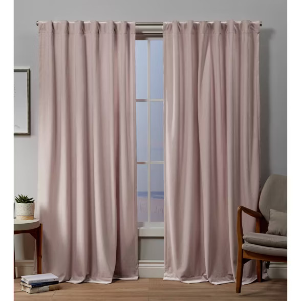 Velvet Back Tab Light Filtering Window Curtain Panels - Exclusive Home | Target