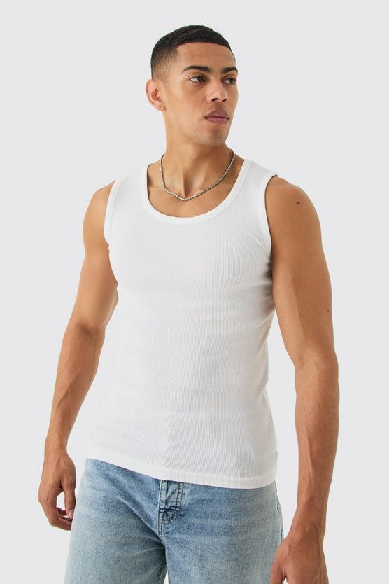 Slim Fit Ribbed Vest | boohooMAN (DE, IE & UK)