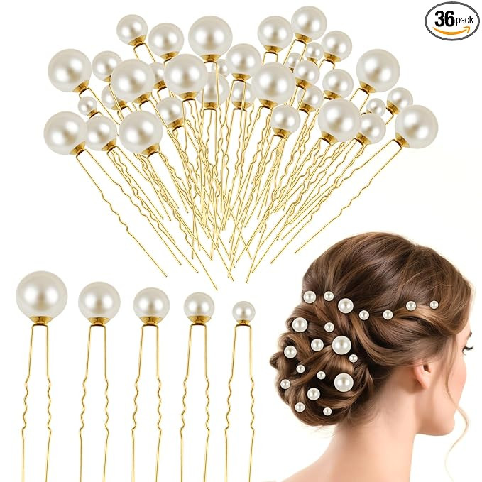 NEBURORA 36 Pcs Wedding Pearl Hair Pins U Shape Pearl Hair Accessory for Brides Bridesmaids Women... | Amazon (US)