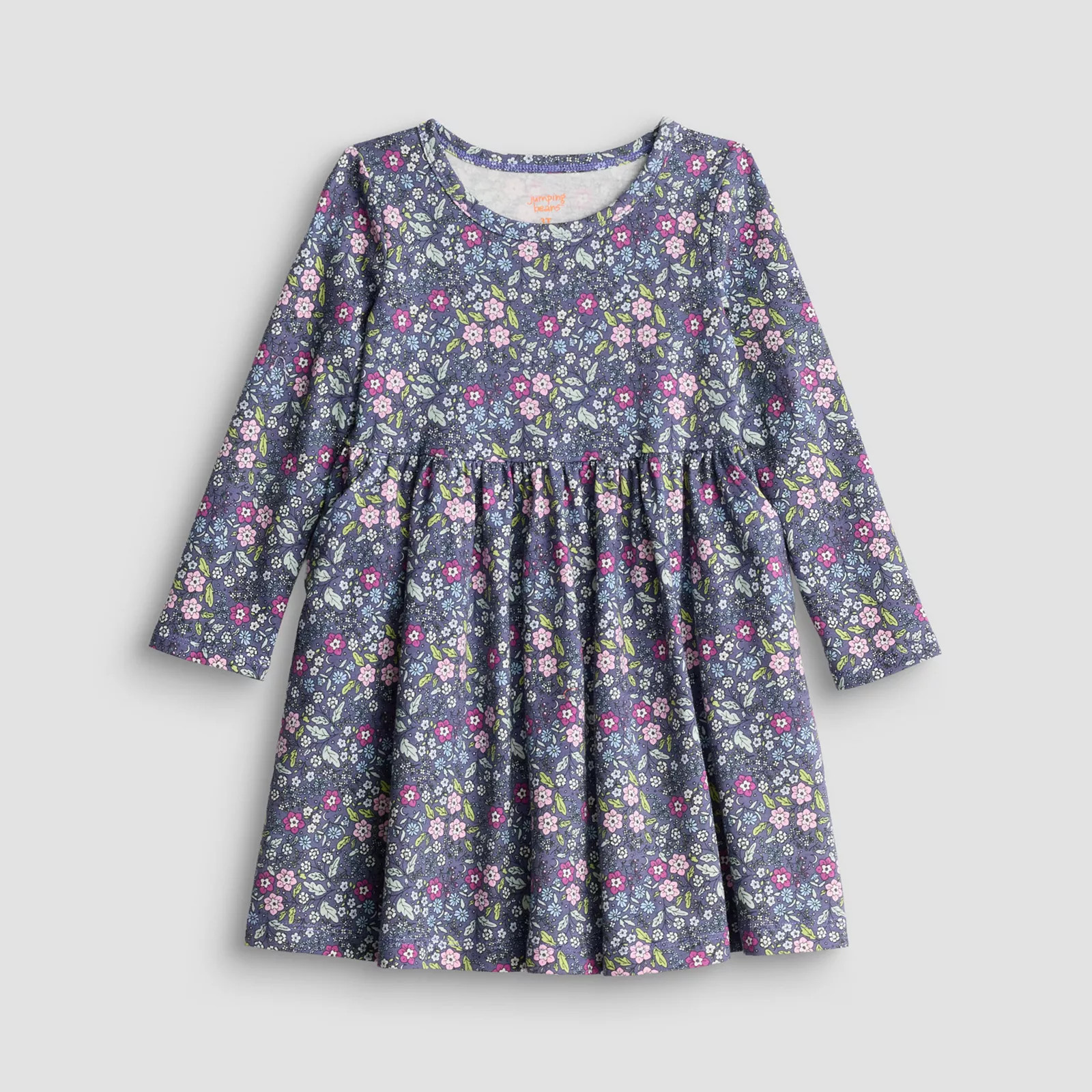 Baby & Toddler Girl Jumping Beans® Long Sleeve Jersey Dress, Toddler Girl's, Size: 3T, Dark Purple Floral | Kohl's