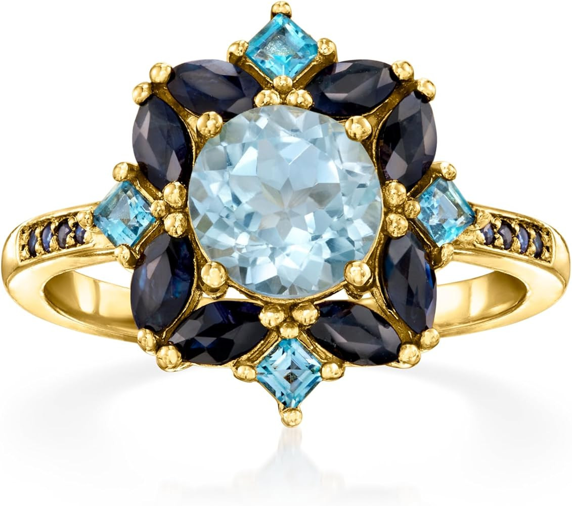 Ross-Simons 1.50 Carat Sky Blue Topaz, .68 ct. t.w. Sapphire and .30 ct. t.w. London Blue Topaz R... | Amazon (US)
