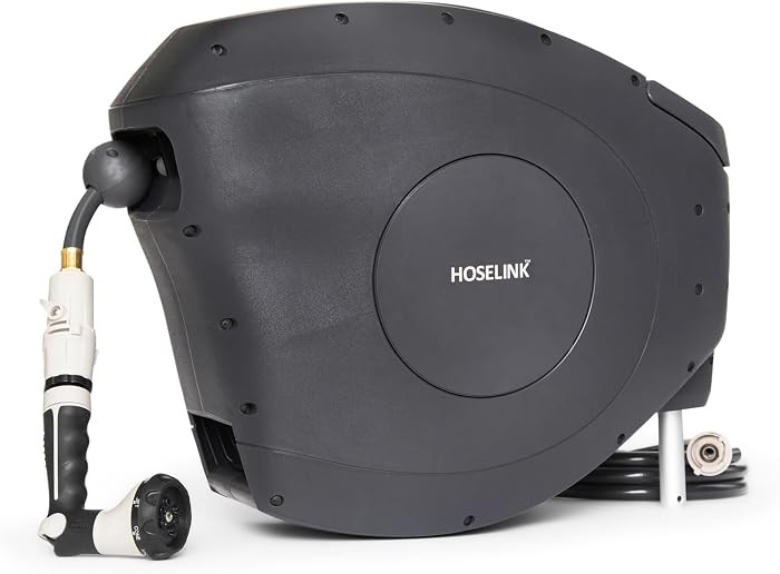 HOSELINK Classic Charcoal 50ft Hi-Flow Automatic Retractable Hi-Flow Garden Hose Reel, 9/16\u201d... | Amazon (US)