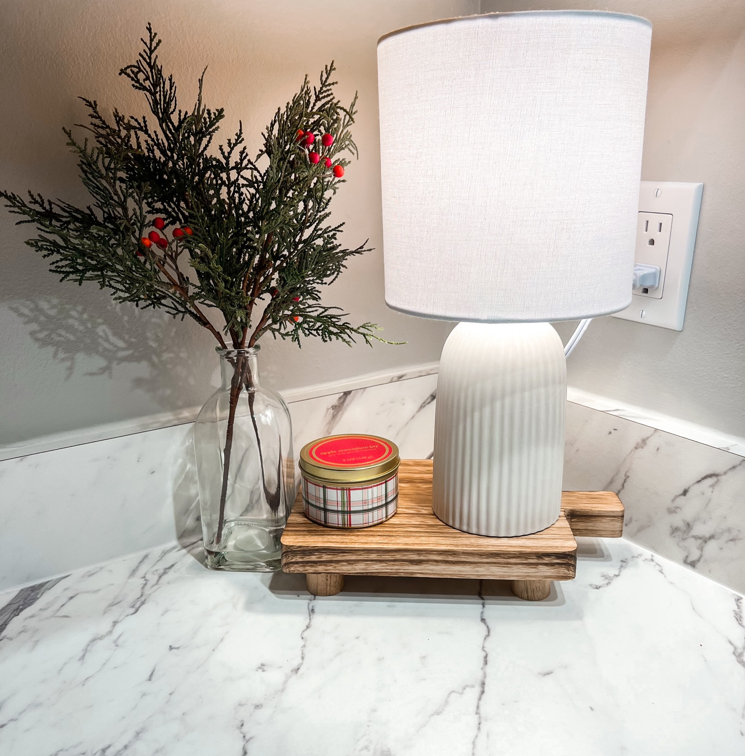 Kitchen corner Christmas decor 

winter foliage, Christmas vase, Christmas stems, small lamp 


#LTKHoliday #LTKhome #LTKSeasonal