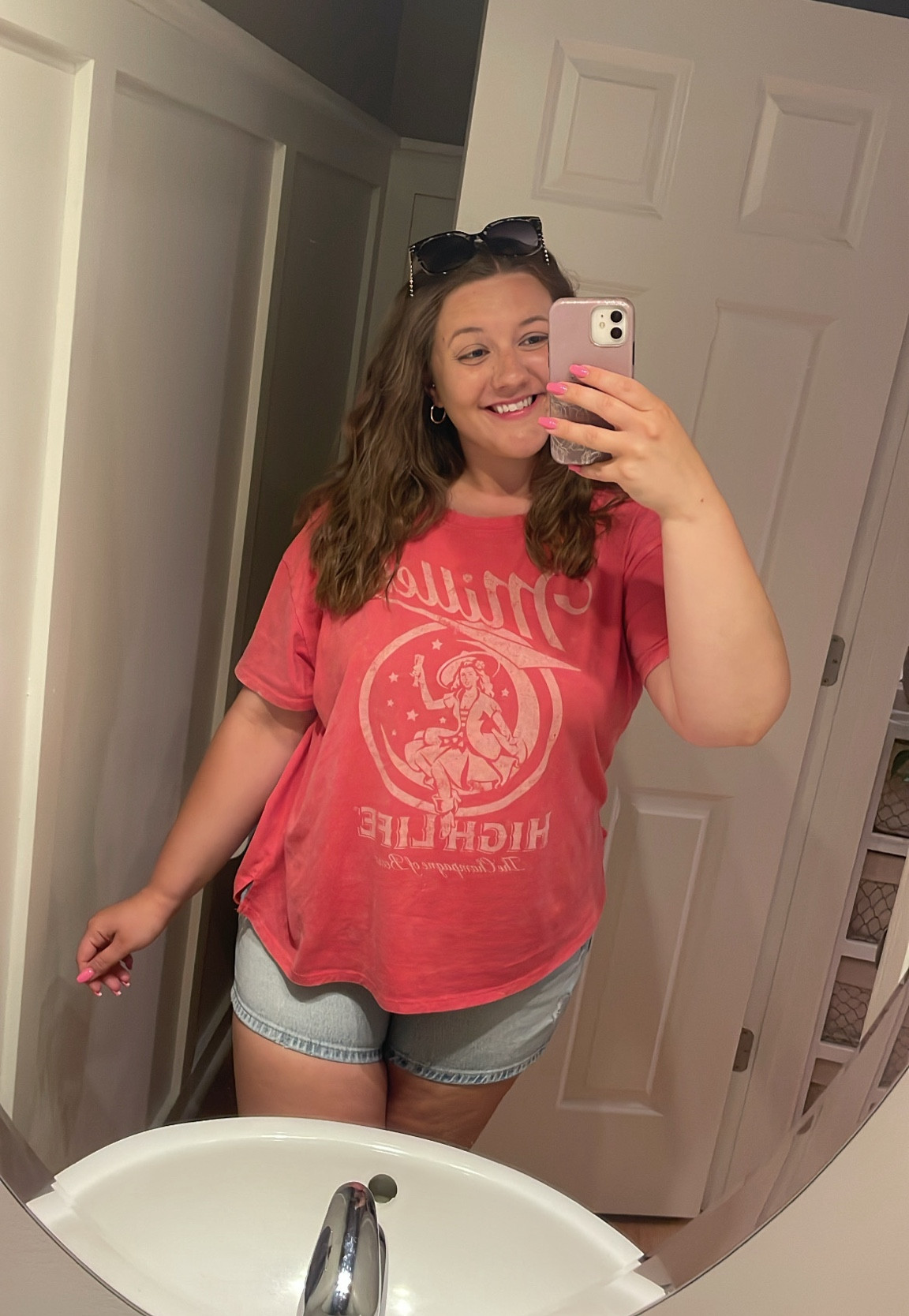 Comfy outfit to head to grab some cider with friends tonight! 🍷 will add sizing details below! I sized up in all items for a better fit. The graphic tee is already a tad oversized and the sandals run a bit small. 

Graphic tee // Maurices // size XXL
Jean shorts // Maurices // size 16
Sandals // Amazon // size 9.5 

#LTKSaleAlert #LTKMidsize #LTKSummerSales