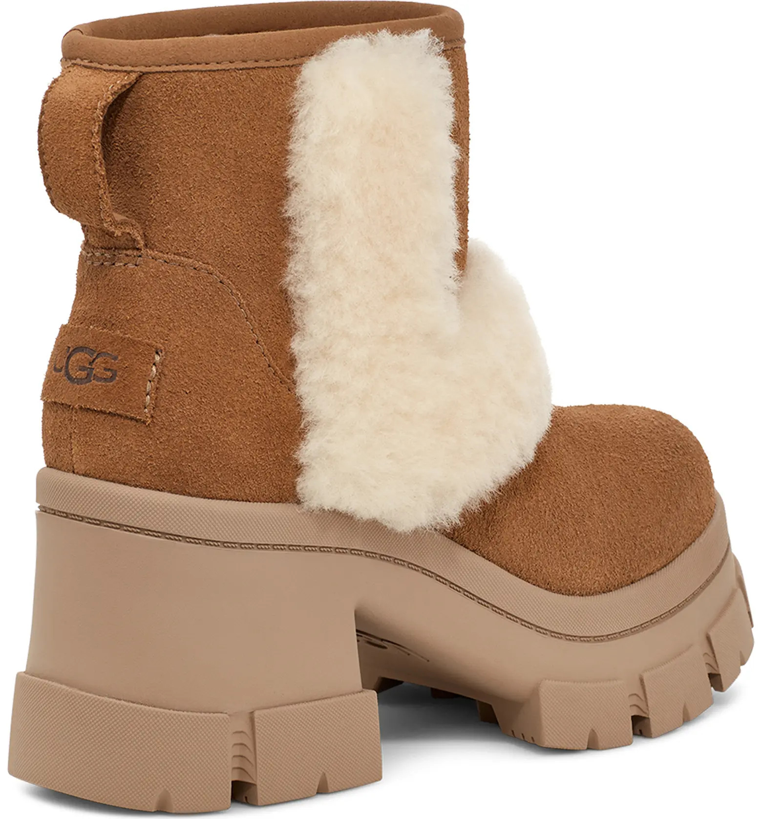 Plush shearling trims the silhouette of this waterproof suede bootie set on a chunky lugged platf... | Nordstrom