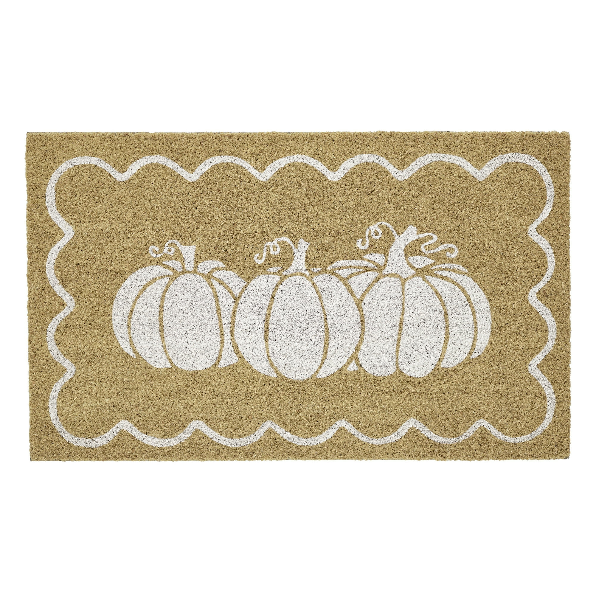 My Texas House Natural/White Pumpkin Scallop Outdoor Coir Doormat, 18" x 30" | Walmart (US)