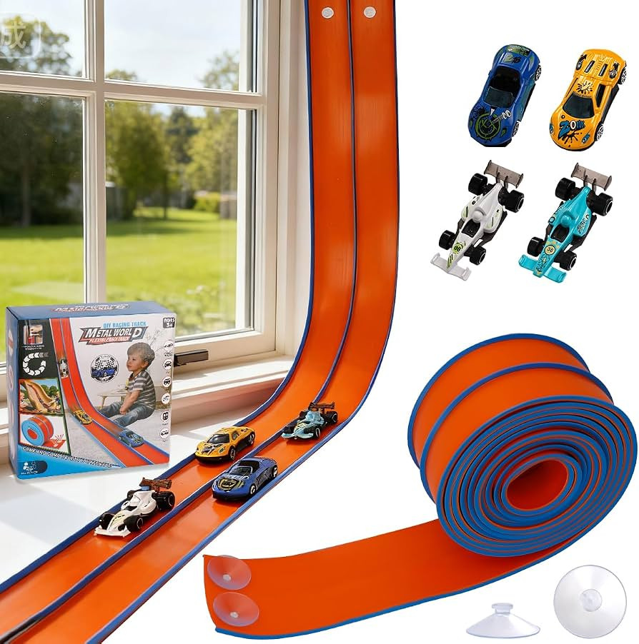 Flexible Race Car Track 15 Ft Starter Set for Kids Age 3+, Rolls Up Portable Flex Track Compatibl... | Amazon (US)