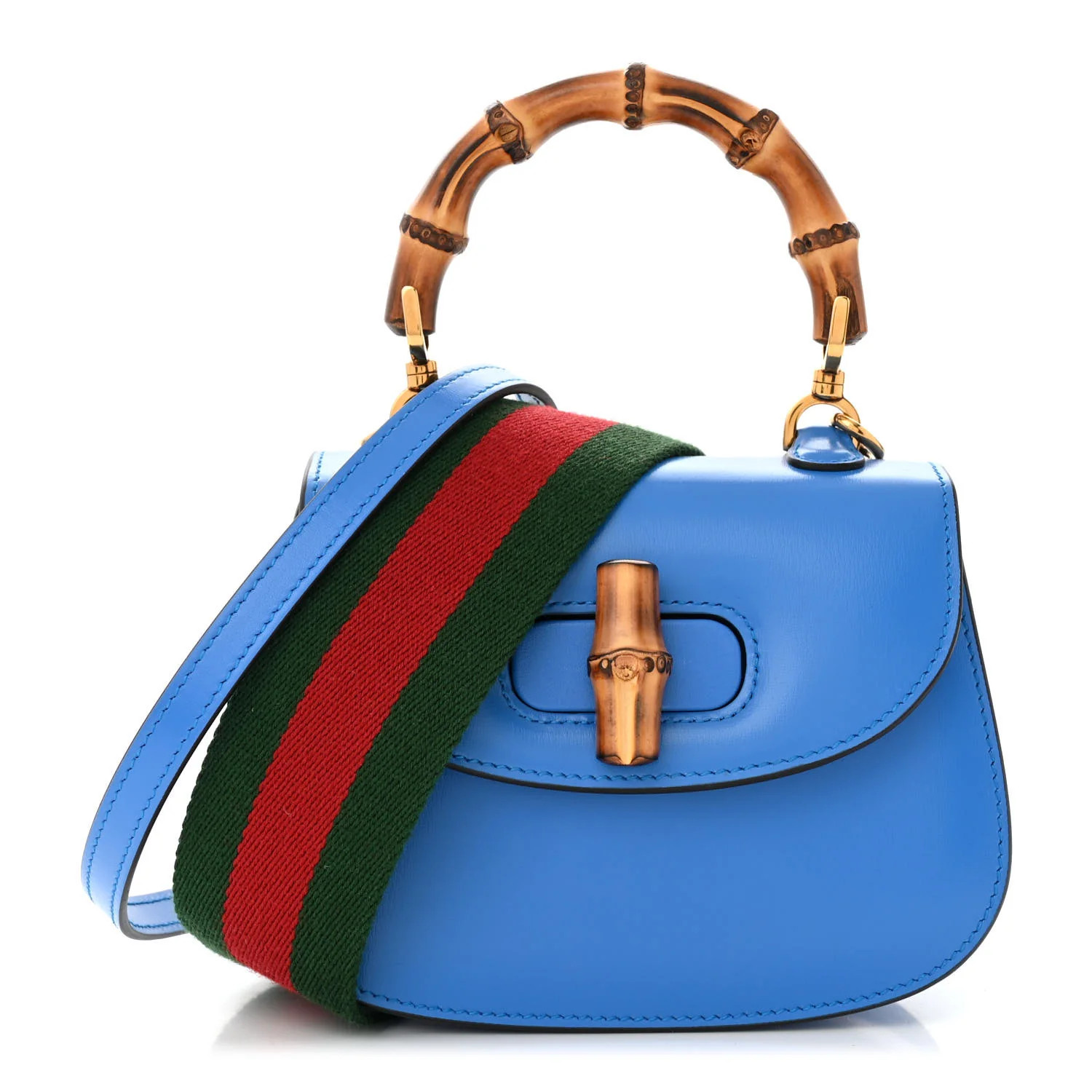 Boarded Dyana Lux Calfskin Web Mini Bamboo 1947 Top Handle Bag Blue | FASHIONPHILE (US)