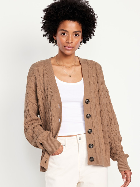 Slouchy Cable-Knit Cardigan Sweater | Old Navy | Old Navy (US)