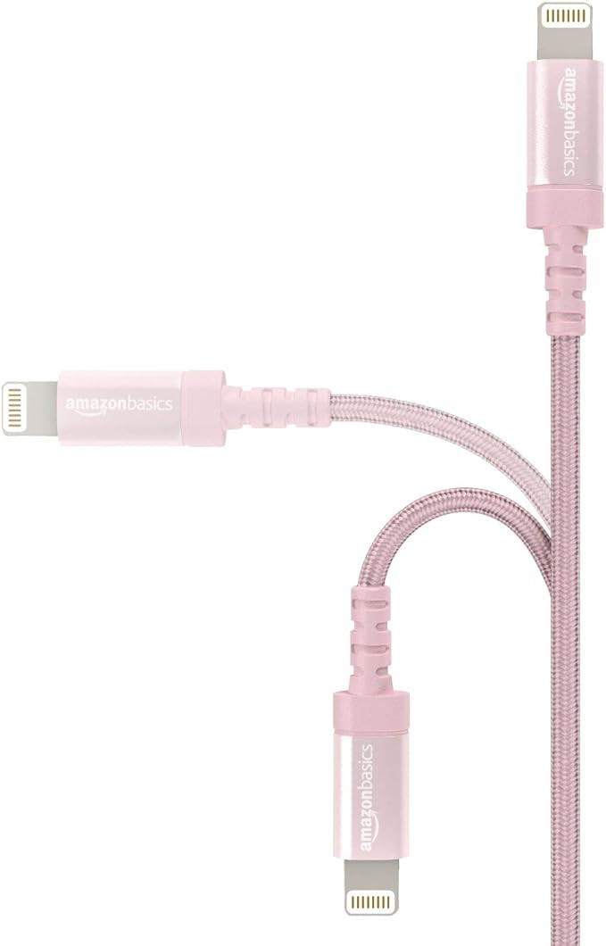 AmazonBasics Nylon Braided Lightning to USB A Cable, MFi Certified Apple iPhone Charger, Rose Gol... | Amazon (US)