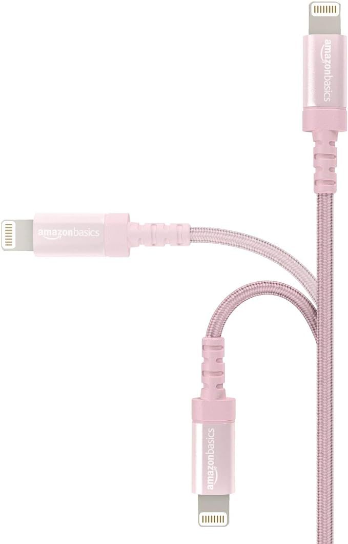 AmazonBasics Nylon Braided Lightning to USB A Cable, MFi Certified Apple iPhone Charger, Rose Gol... | Amazon (US)