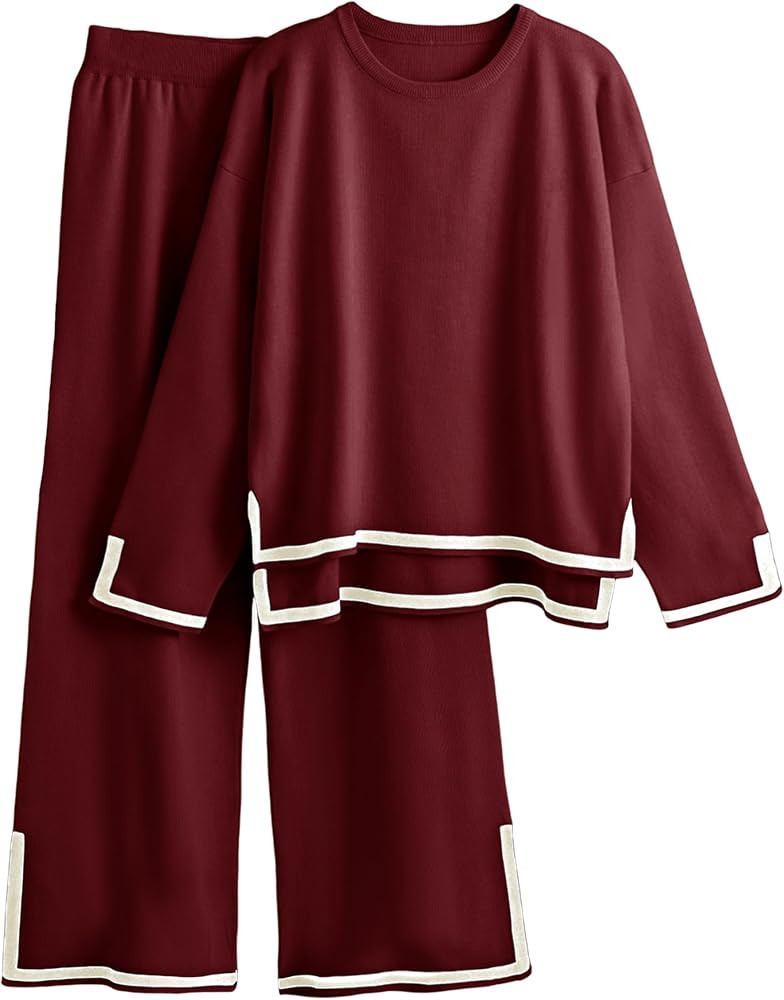 Tanming Women's 2 Piece Outfits Knit Sweater Top Lounge Sets Tracksuits | Amazon (US)