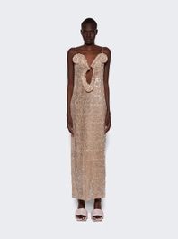 Sequin Netted Dress Beige  | The Webster | The Webster