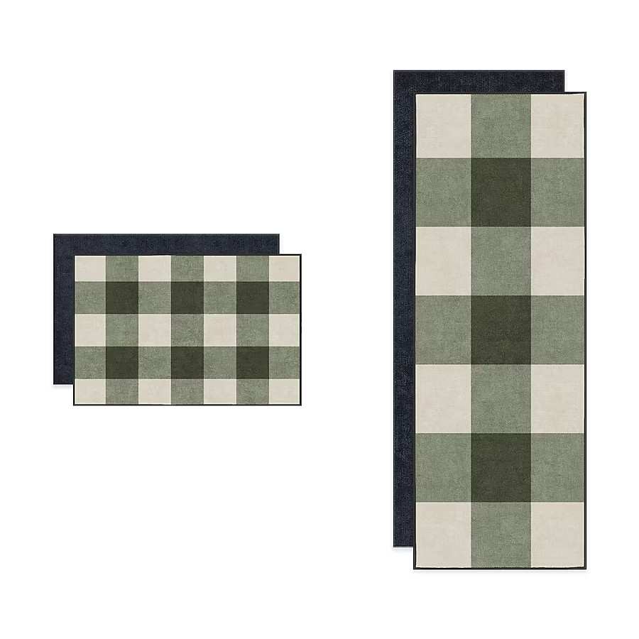 Ruggable Buffalo Plaid 2 x 7 (ft) Flatweave Plaid Green White Rectangular Indoor Stripe Machine w... | Lowe's