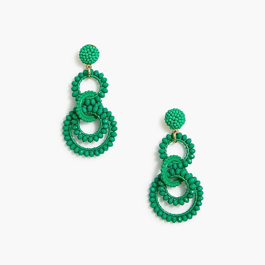 Interlocking beaded drop earrings | J.Crew Factory