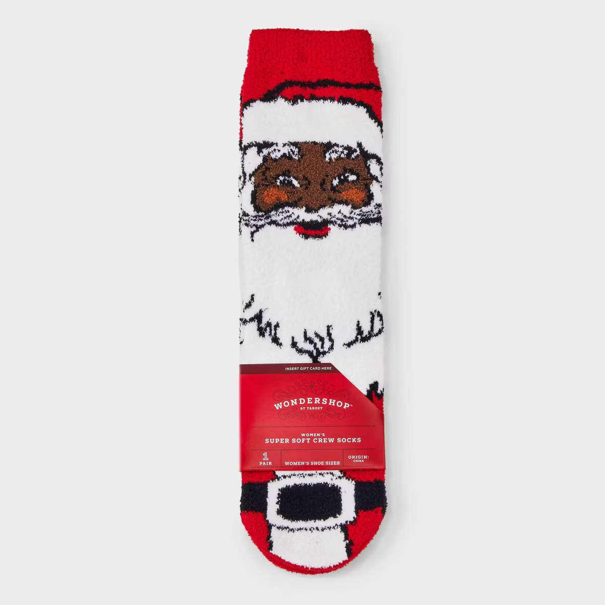 Women's Vintage Santa Cozy Christmas Crew Socks with Gift Card Holder - Wondershop™ Red/White 4... | Target