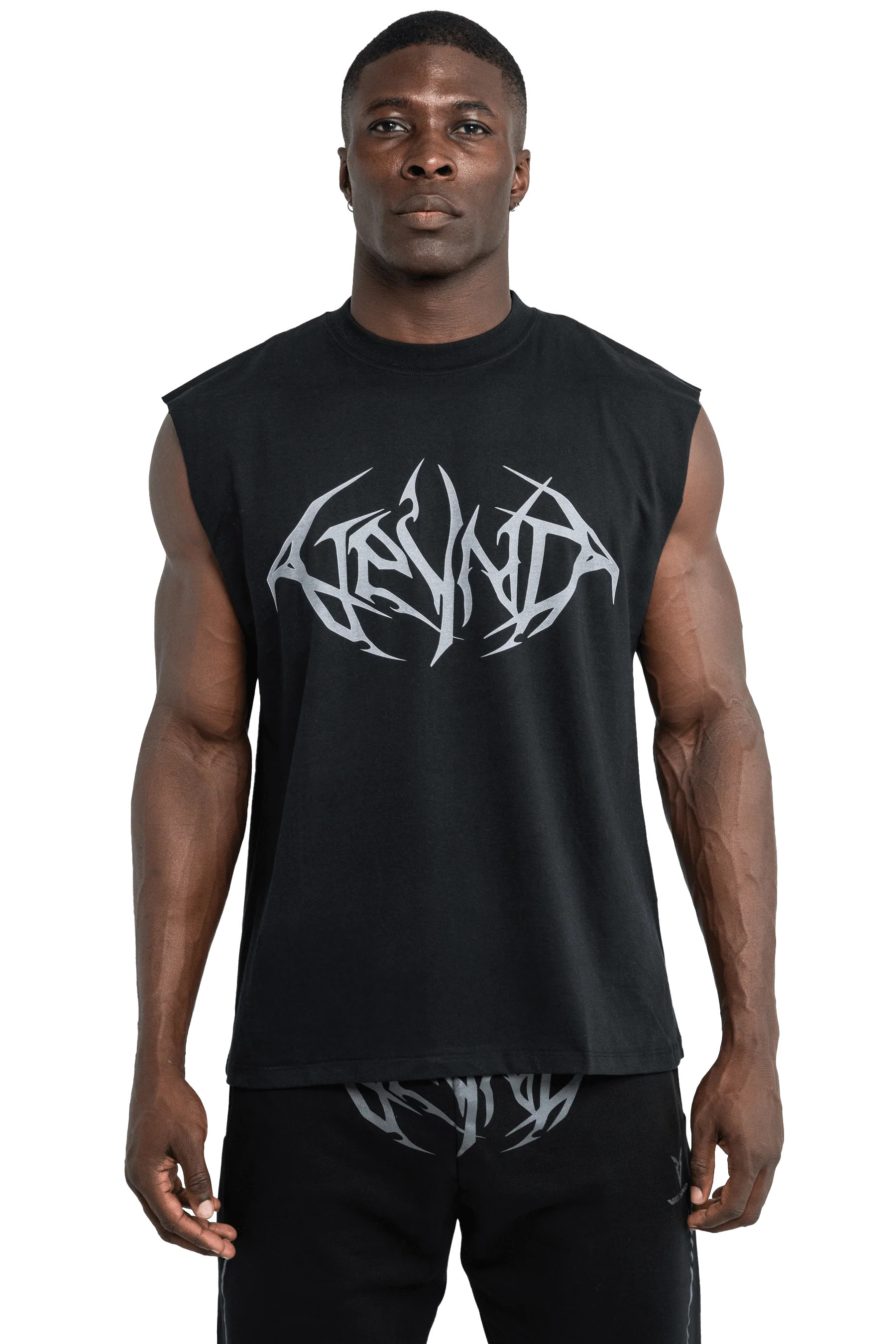 SLEEVELESS T-SHIRT GRAY VEINS GRAPHIC- Black | VEYND