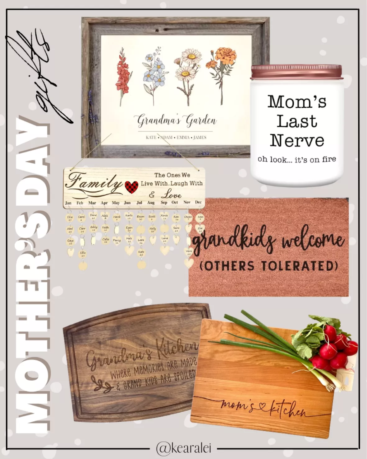 Birth Flower Gifts for Mom, Personalized Cutting Board, Mom Gifts