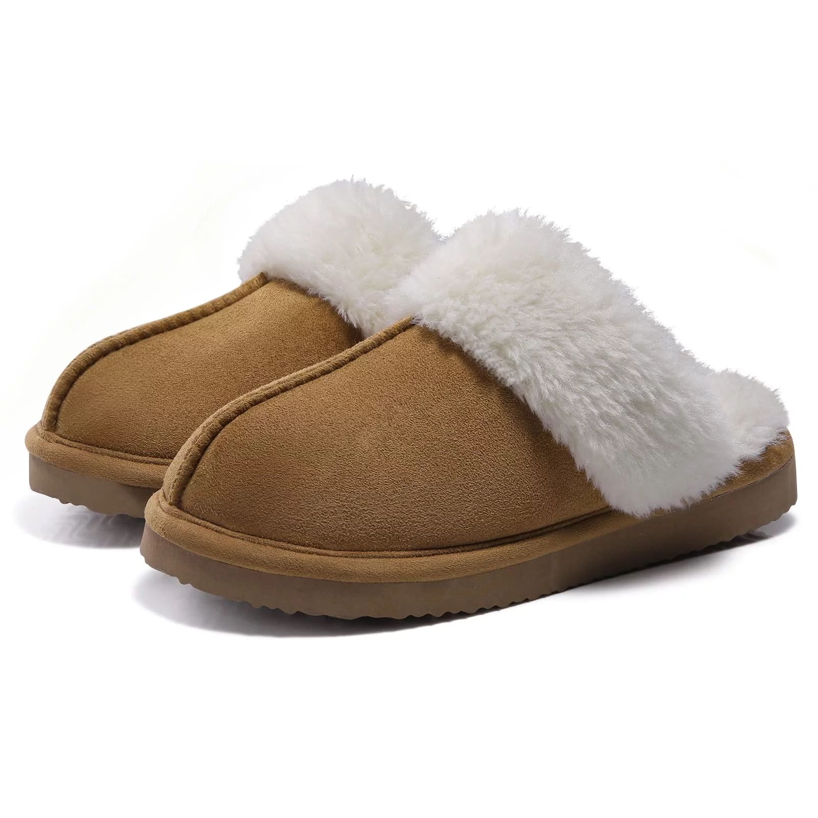 Litfun Women's Fuzzy Memory Foam Slippers Warm Comfy Winter House Shoes, Brown, Size 6-6.5 | Walmart (US)