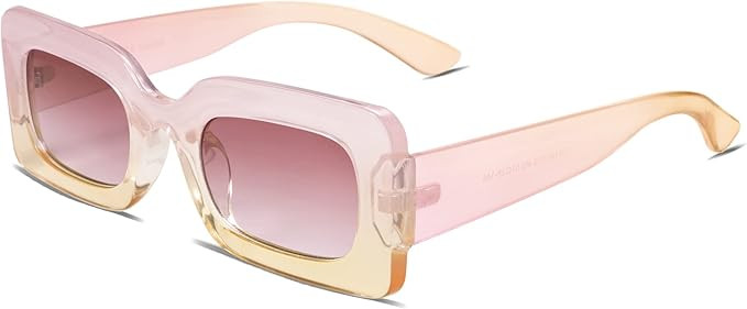 SOJOS Retro 90s Small Nude Rectangle Sunglasses Womens Mens Trendy Chunky Glasses | Amazon (US)