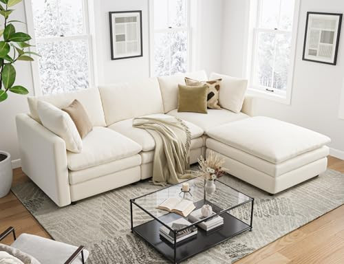 Txtin's Cloud Couches for Living Room L Shaped Sectional Couch with Ottoman Deep Plush 4 Seats Sofa Modern Sofa for Apartment | Amazon (US)