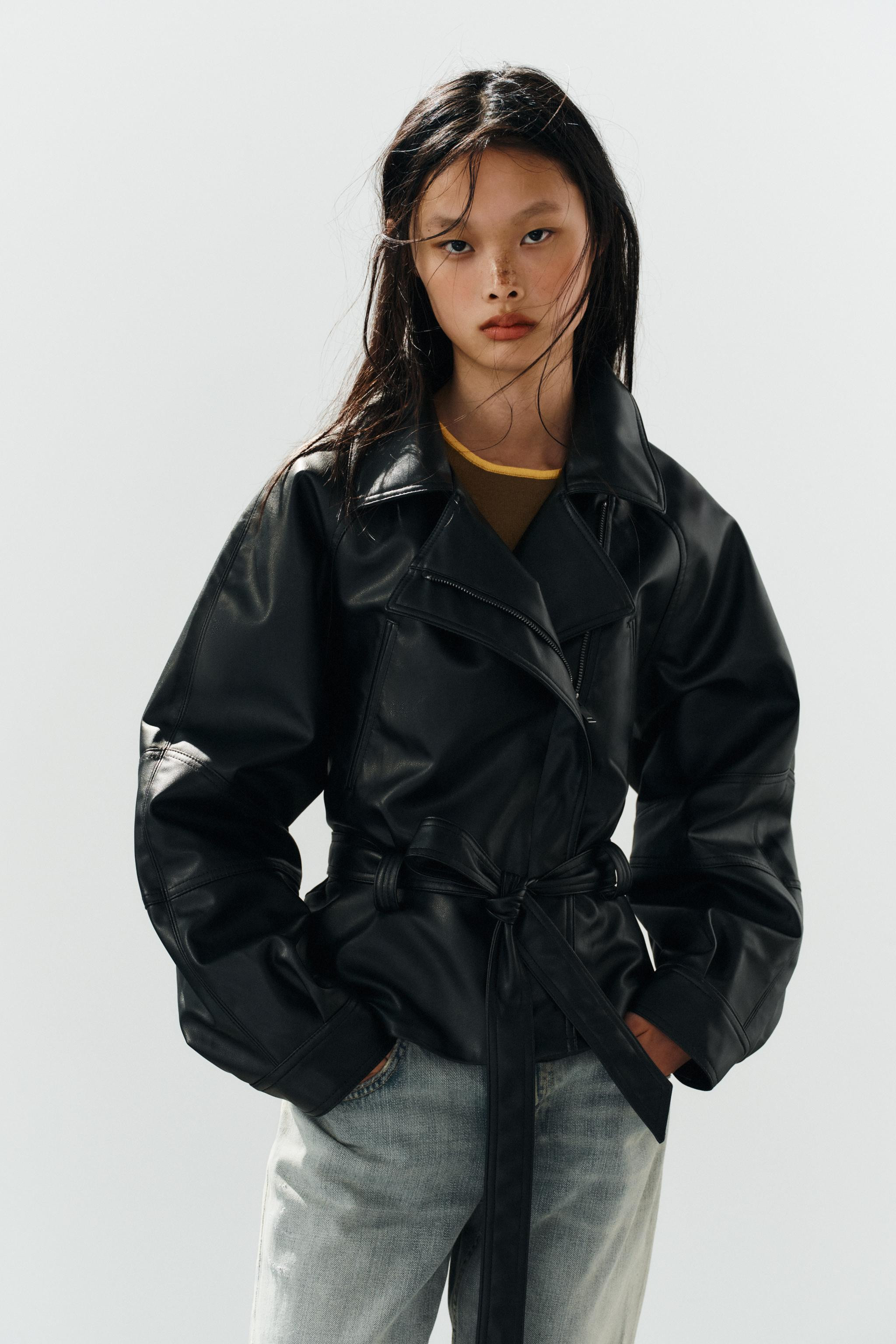 FAUX LEATHER BELTED JACKET | Zara US