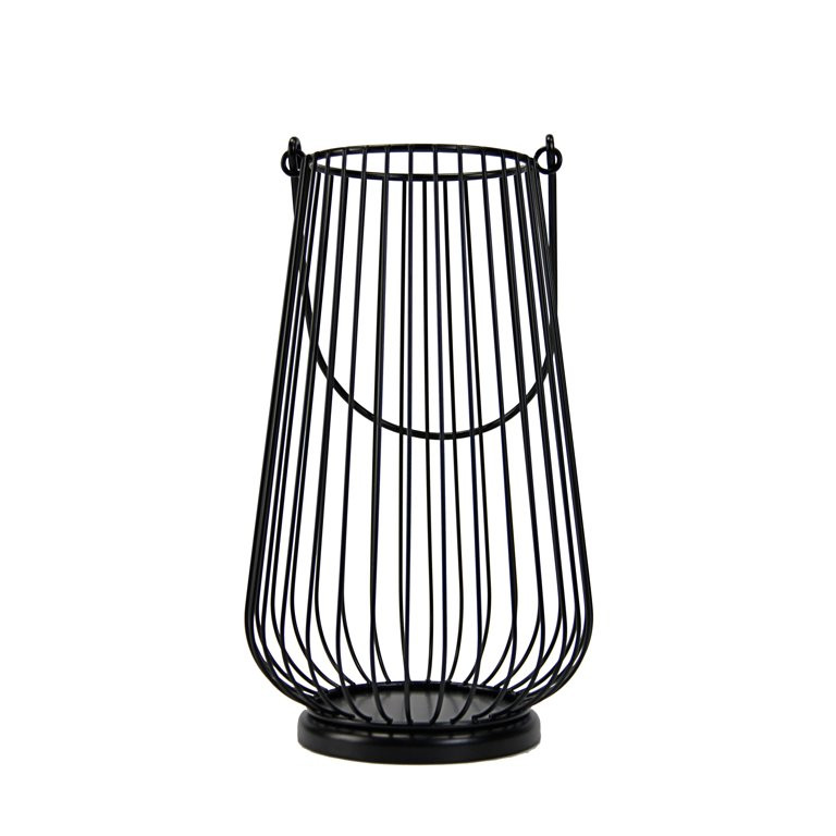 Mainstays 12" Metal Wire Candle Holder Lantern, Black | Walmart (US)