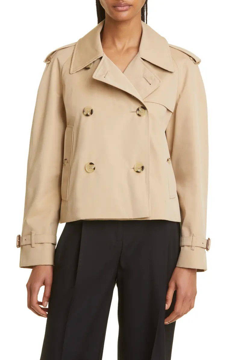 Haltye Cotton Gabardine Crop Trench Jacket | Nordstrom