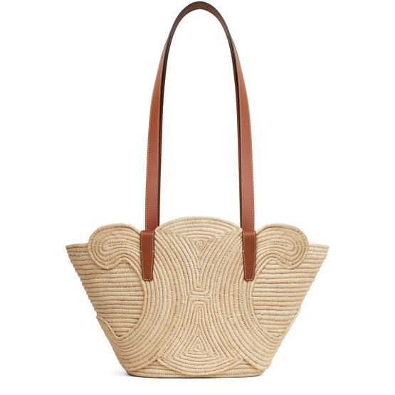 Celine classic panier small braided Triomphe in raffia and calfskin - CELINE | 24S (APAC/EU)