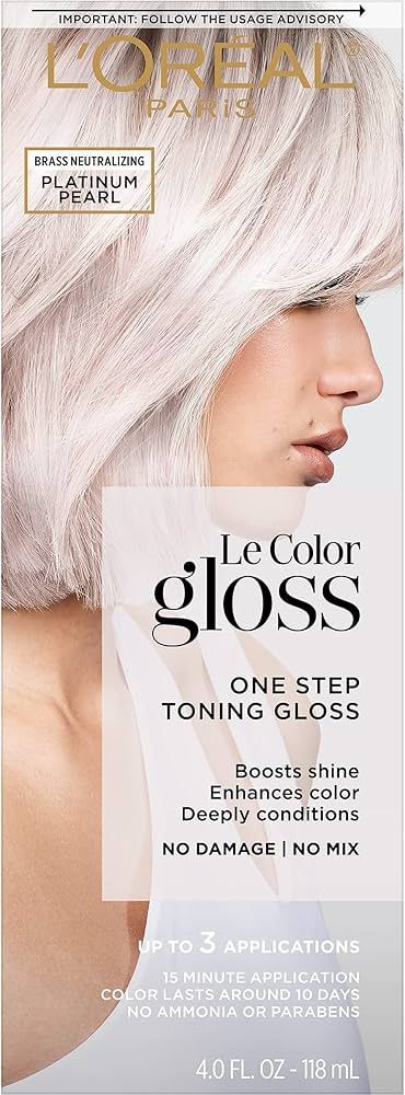 L'Oreal Paris Le Color Gloss One Step In-Shower Toning Hair Gloss for Bleached Hair, Neutralizes ... | Amazon (US)