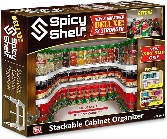 Spicy Shelf Deluxe - Expandable Spice Rack and Stackable Cabinet & Pantry Organizer (1 Set of 2 S... | Amazon (US)