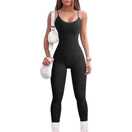 MOOSLOVER Women Strappy Backless One Piece Jumpsuits Tummy Control Padded Workout Rompers | Amazon (US)