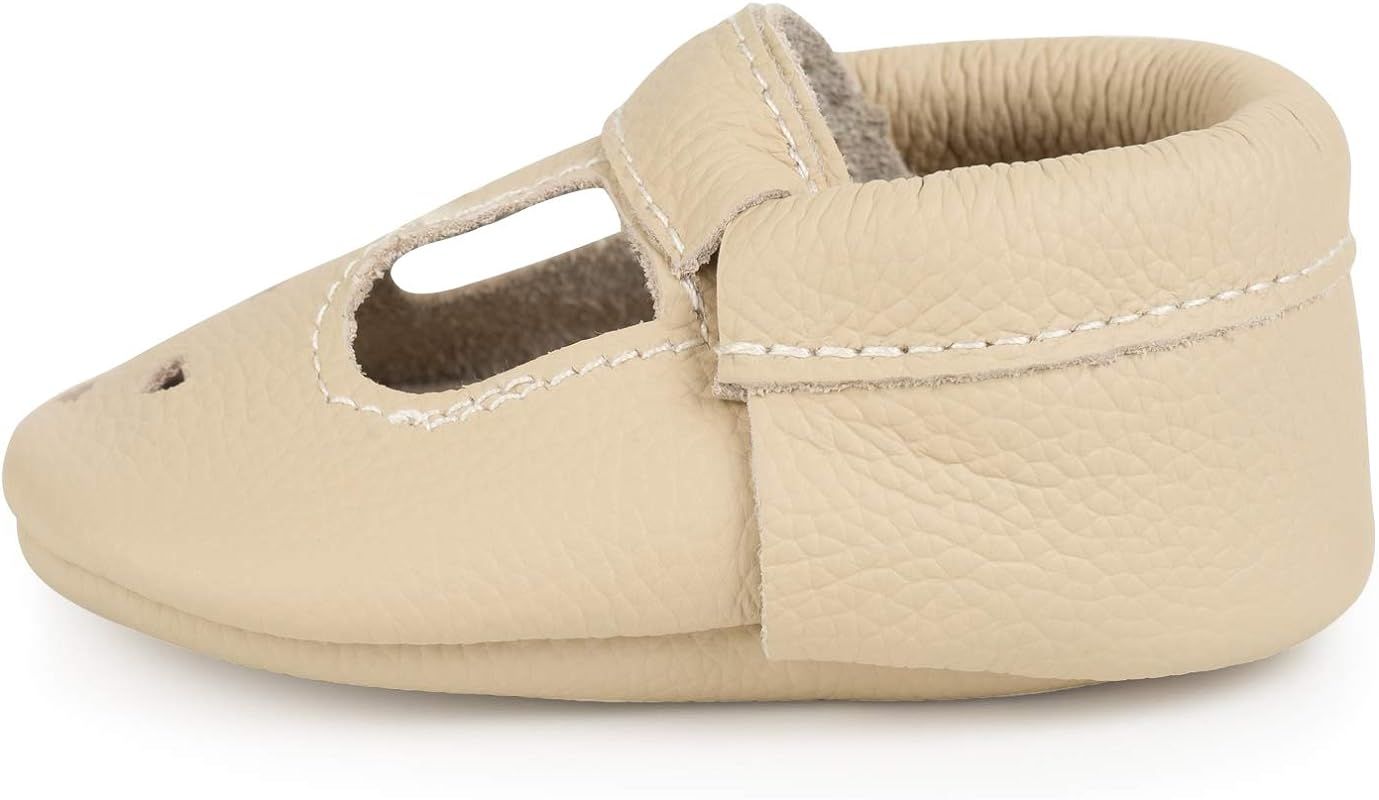 BirdRock Baby Mary Jane Moccasins - Genuine Leather Soft Sole Baby Girl Shoes for Newborns, Infan... | Amazon (US)