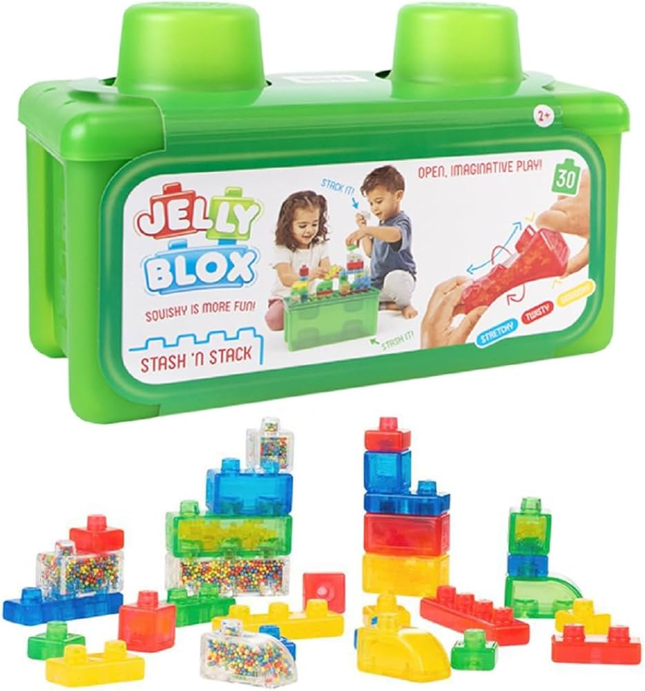 Jelly Blox Stash 'N Stack 2-in-1 Storage Case Including 30 Blocks | Toddler & Preschool Building ... | Amazon (US)