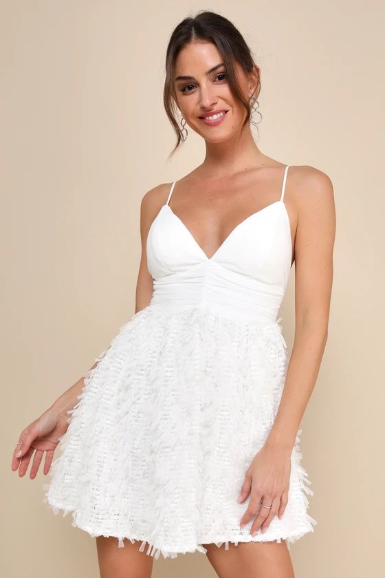 Radiant Perception White Mesh Textured Sleeveless Mini Dress | Lulus