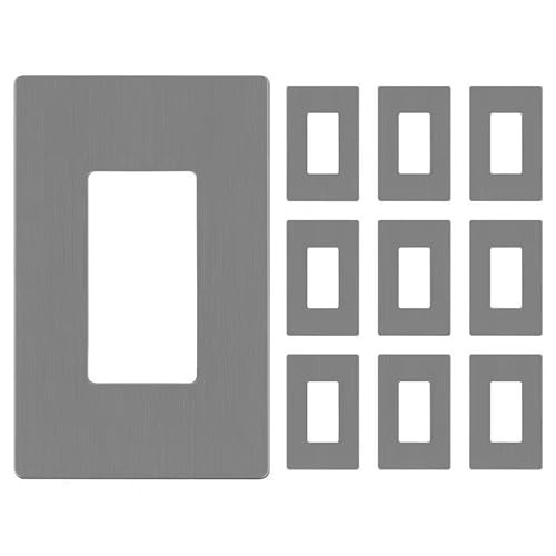 LIDER Brushed Finish Decorator Switch Cover, Screwless Wall Plate, Mid-Size 1-Gang 4.88" x 3.11", Unbreakable Polycarbonate Thermoplastic, UL Listed, LSWP-31M-BGY10P, Brushed Gray, 10 pack | Amazon (US)