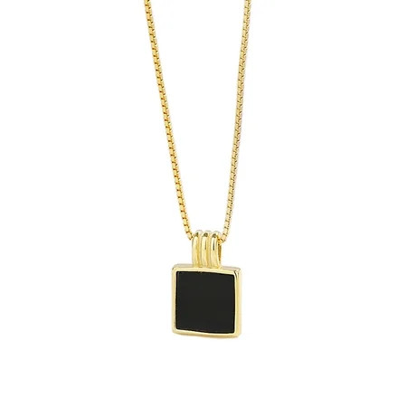 S925 Pure Silver Black Square Necklace [Gold] Sleeve Chain || 925 Silver Necklace For Wife Gift Fash | Walmart (US)