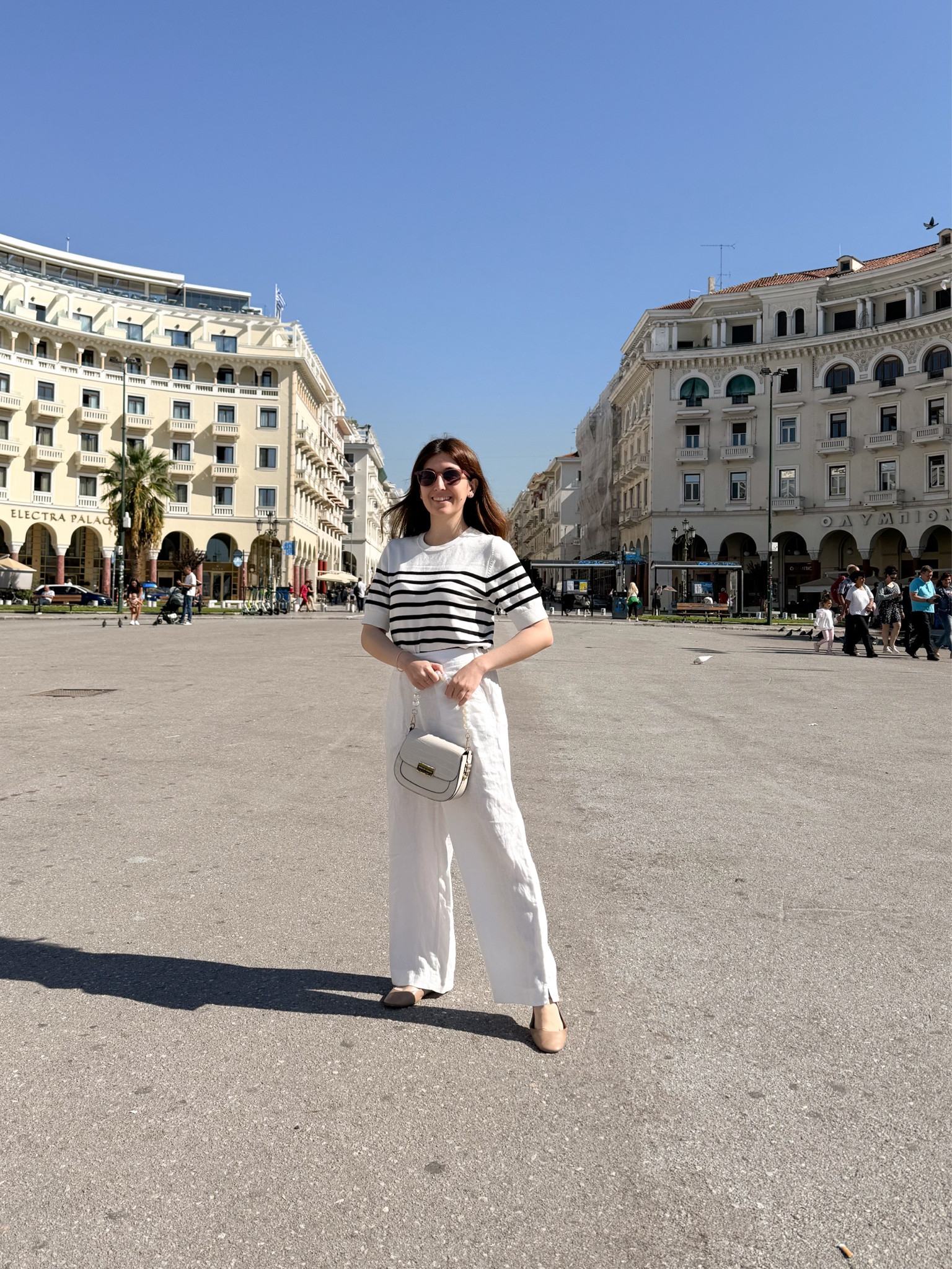 Back in my favourite Greek city, Thessaloniki ❤️

The weather is amazing so I wore a short sleeve black and white striped top and combined it with a pair of white linen trousers. To complete the look I wore a pair of beige ballet flats and an off white bag

#LTKeurope #LTKtravel #LTKautumn