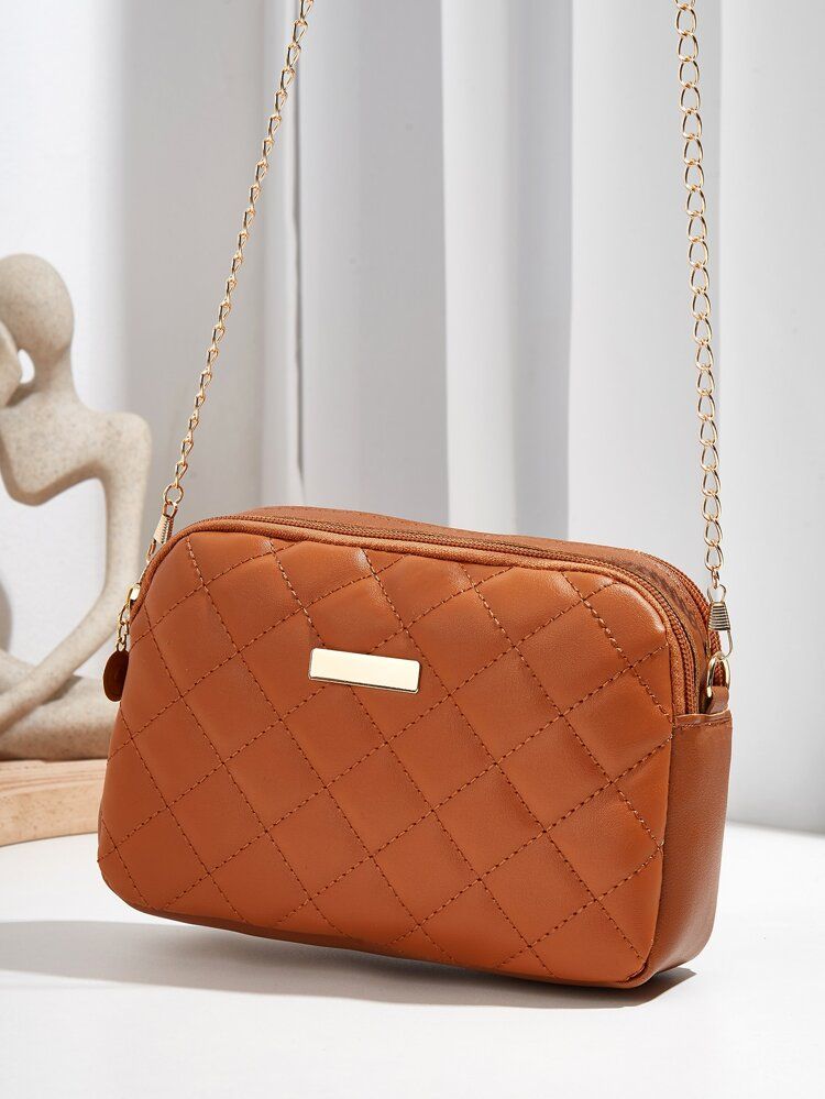 Mini Metal Detail Quilted Crossbody Bag | SHEIN