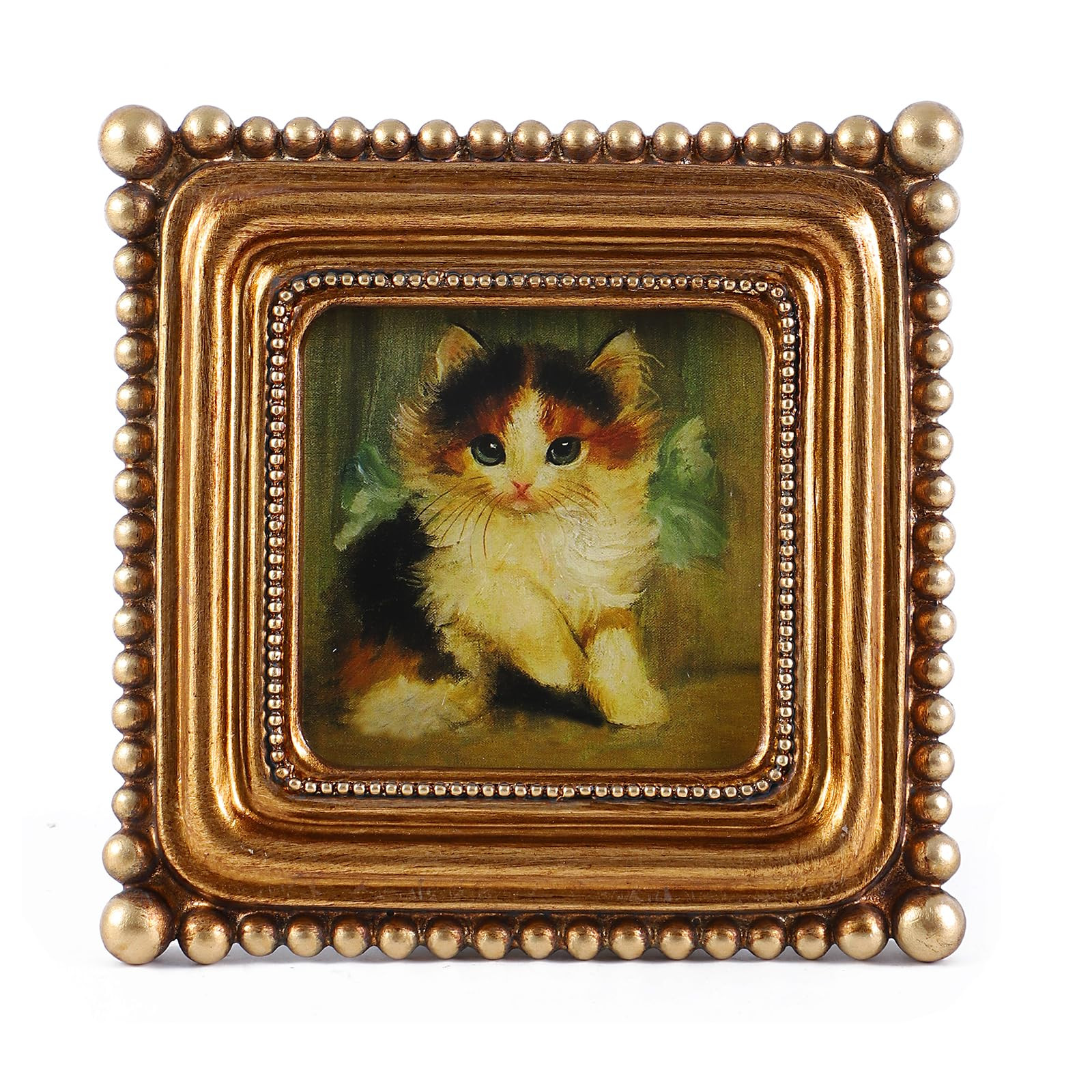 SIKOO Small Vintage Picture Frame 3x3 Bronze Gold Antique Ornate Photo Frame Square with Bead for... | Amazon (US)