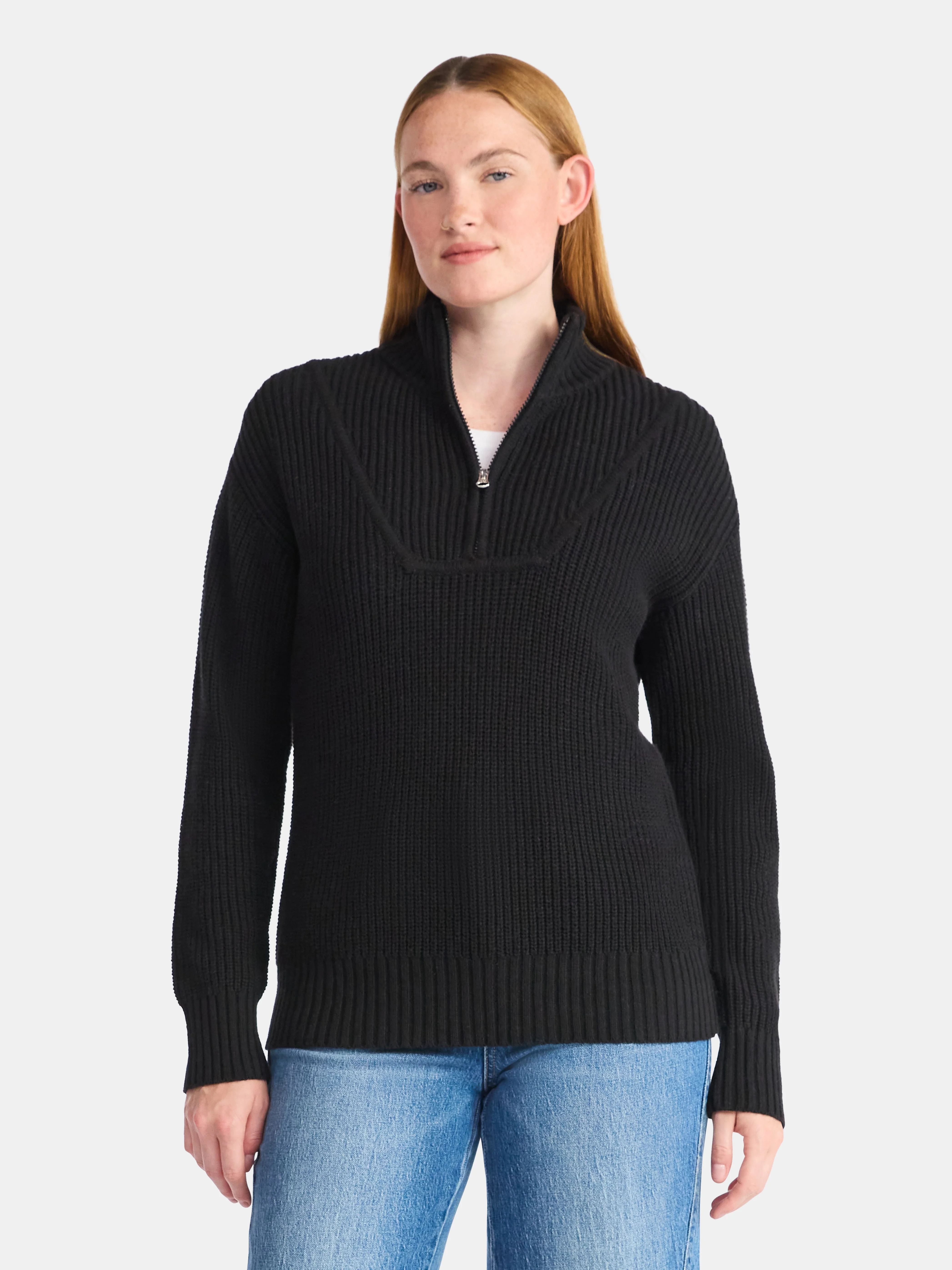 Time and Tru Women's Half Zip Pullover Sweater, Midweight, Sizes XS-XXXL | Walmart (US)