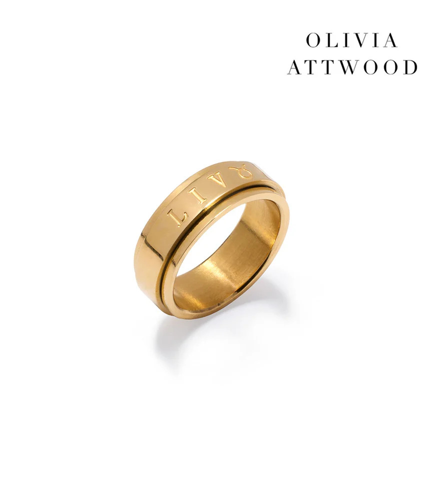 Custom Stamped Name Fidget Ring (Gold) | Abbott Lyon