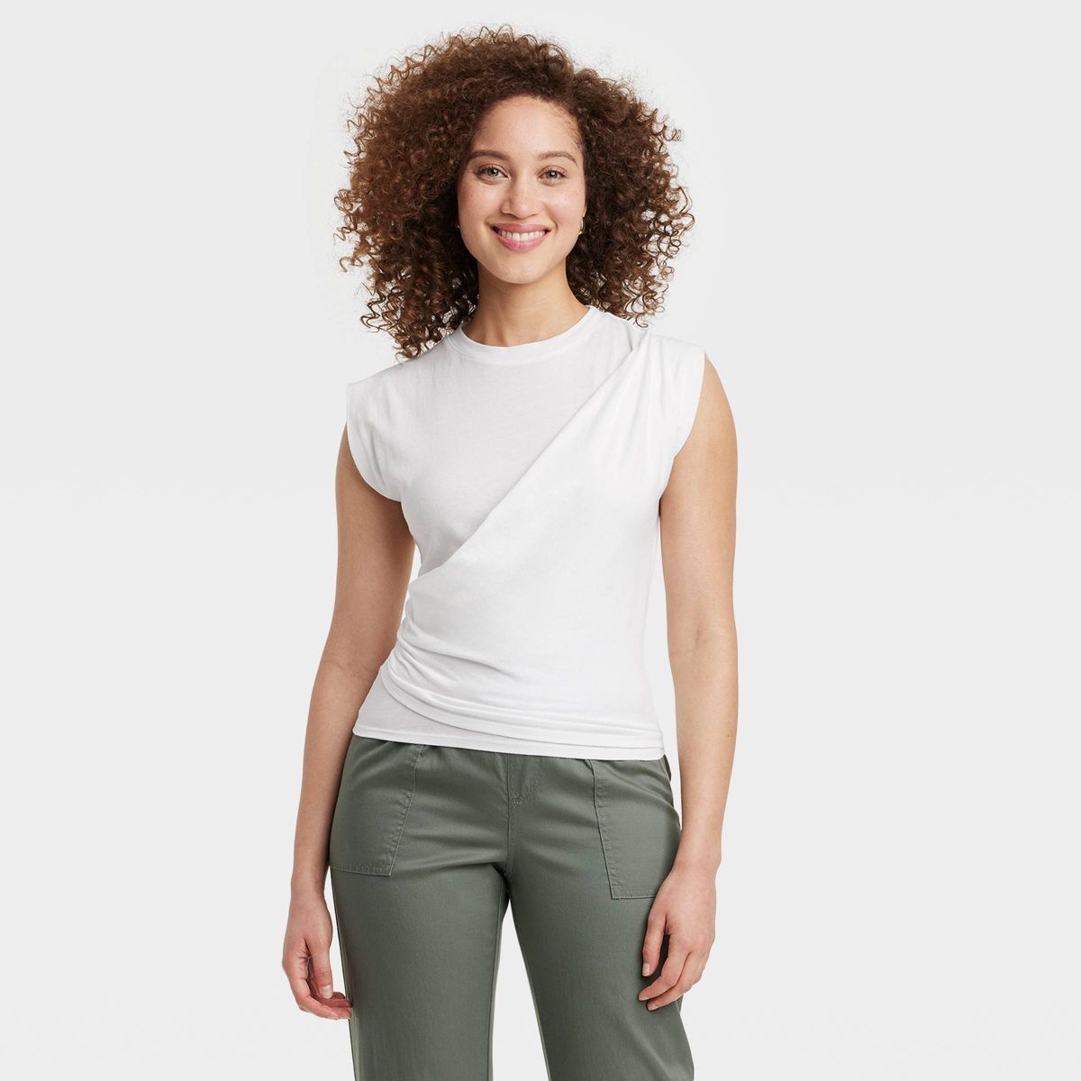 Women's Slim Fit Drape Wrap T-Shirt - A New Day™ | Target