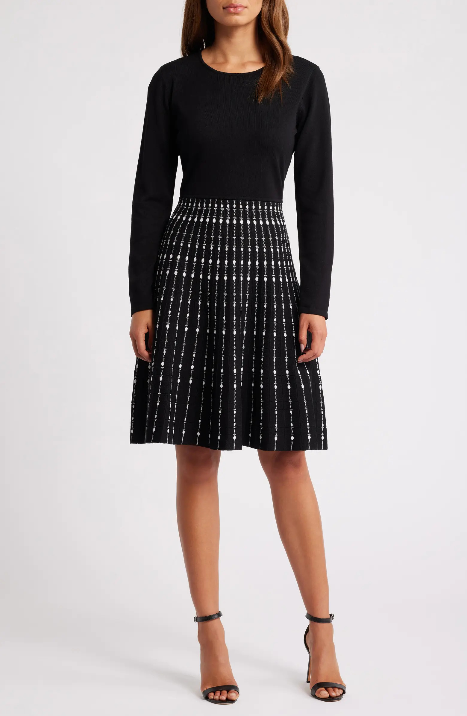 Pattern Long Sleeve Knit Dress | Nordstrom