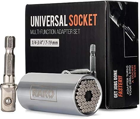 RAK Universal Socket Grip (7-19mm) Multi-Function Ratchet Wrench Power Drill Adapter 2Pc Set - To... | Amazon (US)