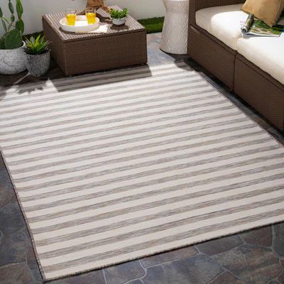 Bongaree Gray Striped Outdoor Carpet - Clearance | Boutique Rugs