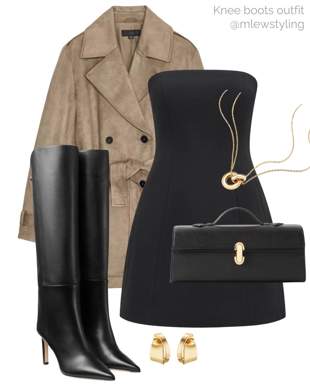 Autumn night out 🍂🍁

Tags: new in Zara faux suede blazer, black strapless dress, Jimmy choo black knee boots, stiletto heels, evening clutch, savette bag, Mejuri necklace, neutral aesthetic, elevated outfit 

#LTKItBag #LTKParties #LTKShoeCrush