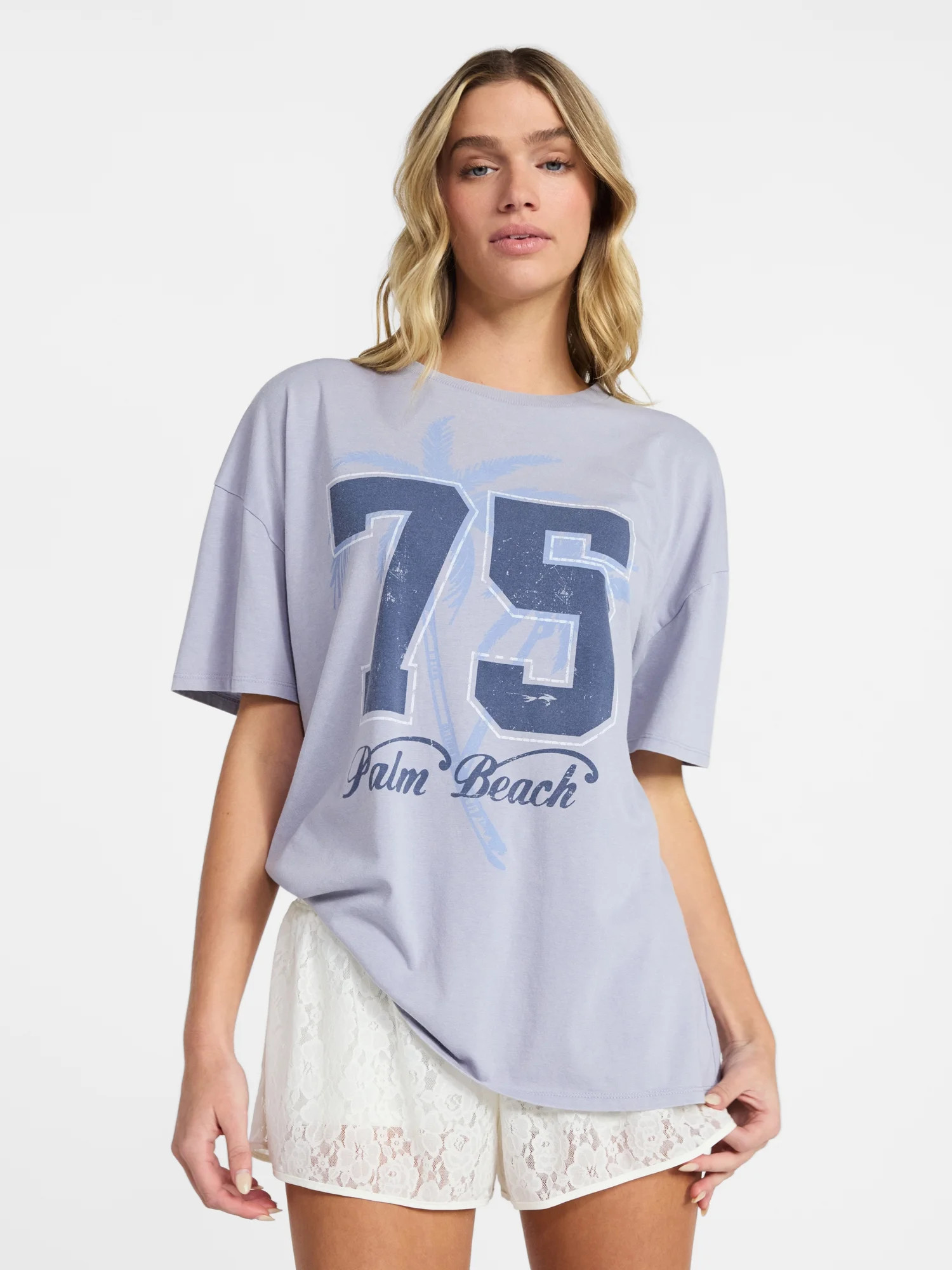 No Boundaries Washed Graphic Boyfriend Tee, Women's XXS-XXL | Walmart (US)