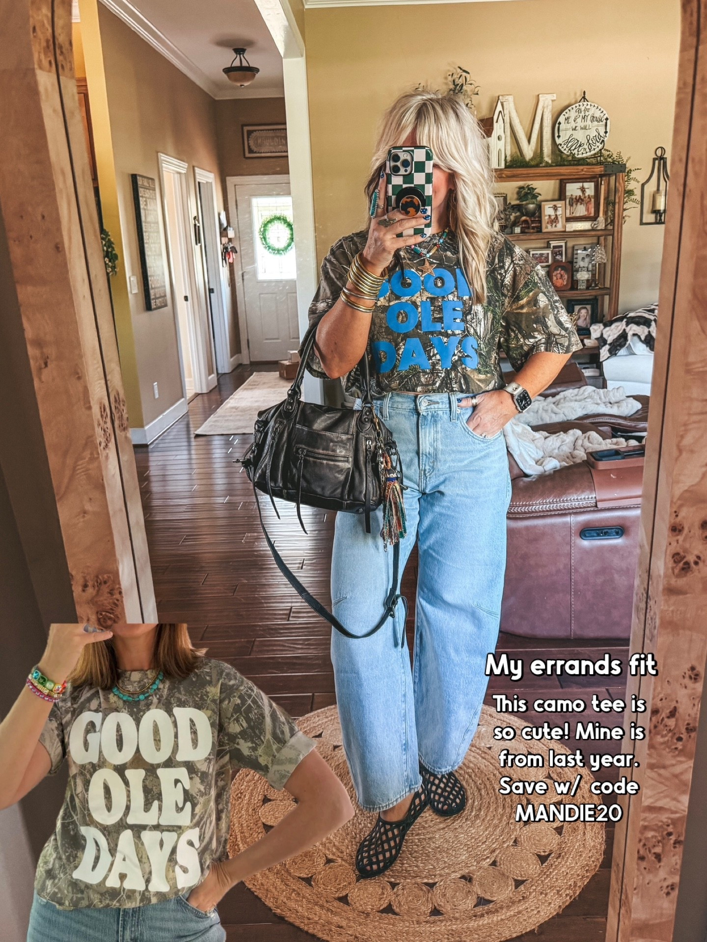 My errands fit
Tee L/XL (save on tee w code MANDIE20) 
Jeans sized up one
Jelly shoes true to size 

 

#LTKgrwm #LTKootd #LTKOver40