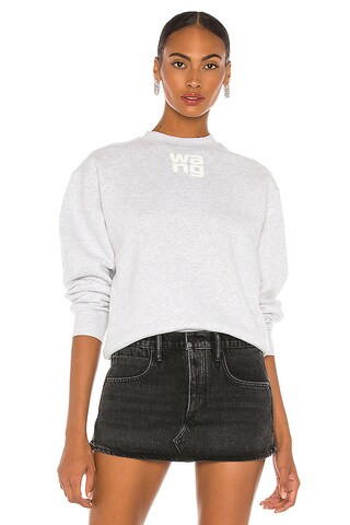 Alexander Wang Foundation Terry Crewneck Sweatshirt in Light Heather Grey from Revolve.com | Revolve Clothing (Global)